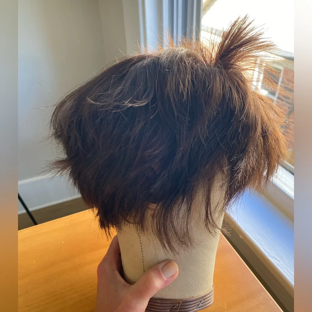 Remy 100% Human Hair Lace Front Wig Bob Short Medium Brown NWOT